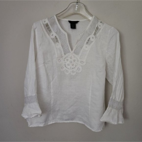 Anne Carson Tops - ANNE CARSON | 100% linen blouse lace white sz PS